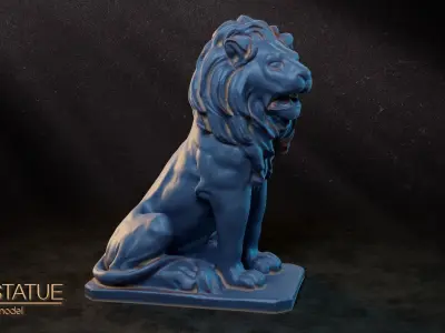 Lion sitting 3D printable for decoration and Tabletop 3D print model