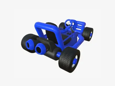 Cartoon Kart H02 Blue - Vehicle Racing Design Low-poly 3D model