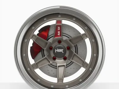 HSR Rai S4 3 piece Rims wheels tire  3D model