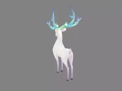 Cartoon White Deer Elf Low-poly 3D model
