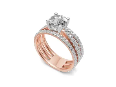 Solitaire Engagement Ring with Pointer Round Diamond 3D print model