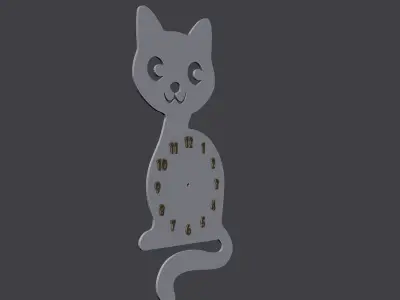 Cute cat wall clock 3D model