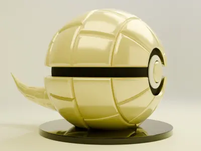 Premium Stylized Gold PokeBall 3D Model Glossy  Low-poly 3D model