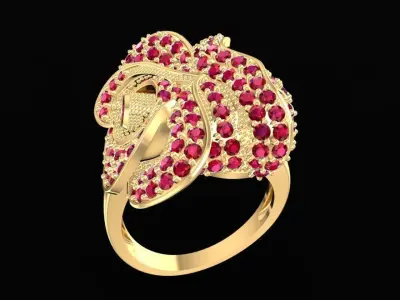 Luxury Lion Head Diamond Men Ring 1674 3D print model