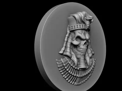skull  belt buckle Egyptian vol1  and relief 3D print model
