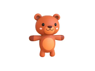 Cartoon Brown Bear 3D model