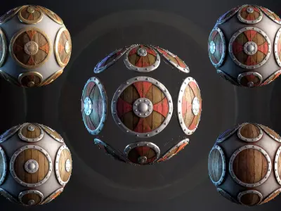 Viking Shield Sylized - Vol 01 - SBsar - Maps 3D model