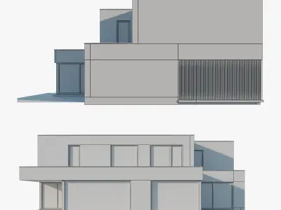 Modern House 01 White and black 3D model