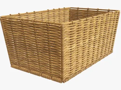 Wicker basket rectangular 02 medium brown 3D model