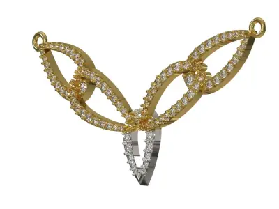 Collar Two Tone Paved Oval Chain Motif 3dm stl model jp0368 3D print model