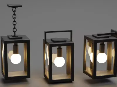 Modern Lantern Collection Low-poly 3D model