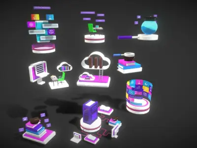 3D Button Collections9 Low-poly 3D model