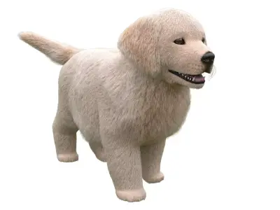 Golden Retriever puppies for kind designer hands 3D model