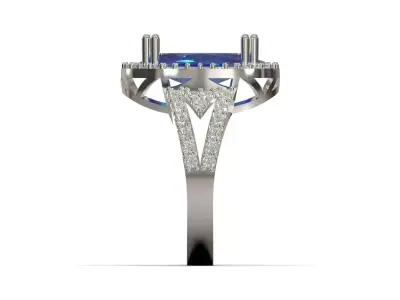 White Gold Sapphire and Diamond Ring jr00345 3D print model