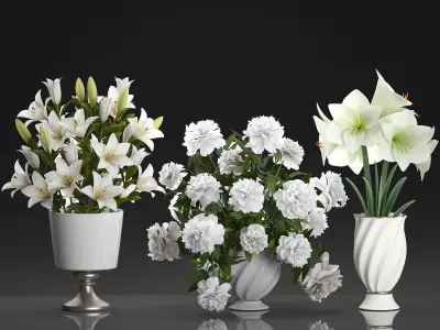 Bouquet of white flowers in a vase for decoration 109 3D model