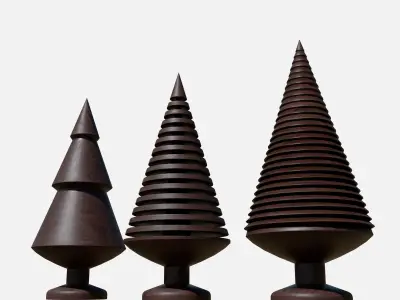 Wood tree decor collection Low-poly 3D model