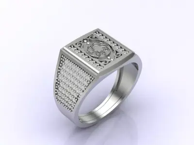 Print Ready STL 3DM  Gents Rings Diamond Men Ring  3D print model 24