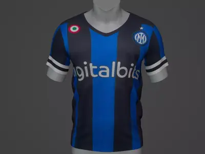 Inter Football Jersey T-Shirt - Soccer Kit Low-poly 3D model