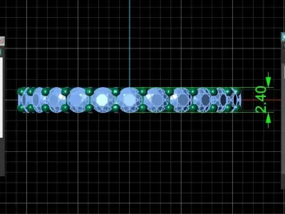 U Shaped Eternity Ring 2 point 4 mm stone size swiss 12 and EU52 3D print model