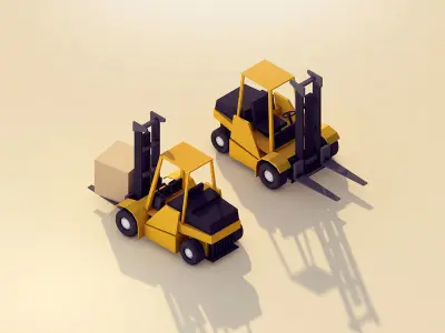 Cartoon Low Poly Forklift Low-poly 3D model