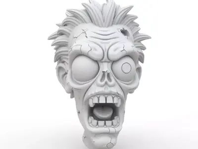Zombie Head 3D Print Model 3D print model