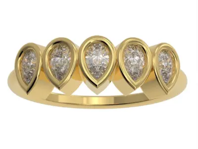 Pear cut bezel ring N7 3D print model