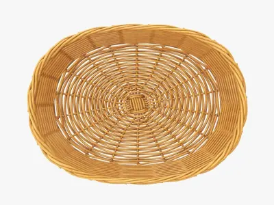  Wicker basket oval medium brown 3D model