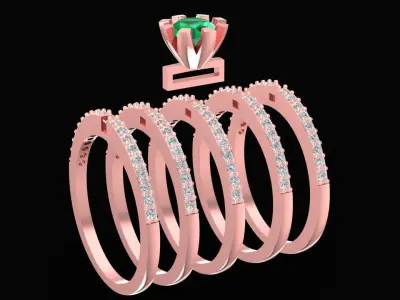 Luxury Emerald and Diamond Engagement Ring for Women 2649 3D print model