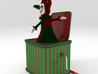 Jack-In-The-Box jester in box 3D model