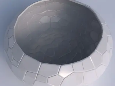 Bowl spheric squeezed wide with organic cells 3D print model