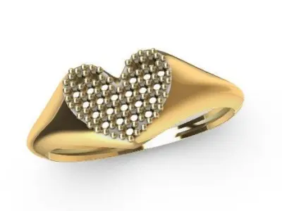 Anel Coracao Cravejado 3D print model