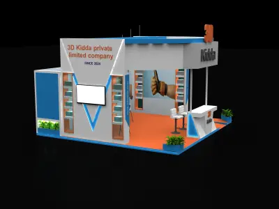 6x6 Exhibition Stand  3 Side Open 3D model