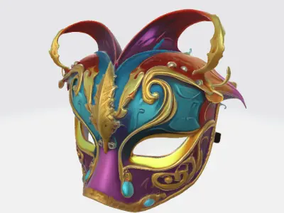 Luxury Venetian Carnival Mask Low-poly 3D model