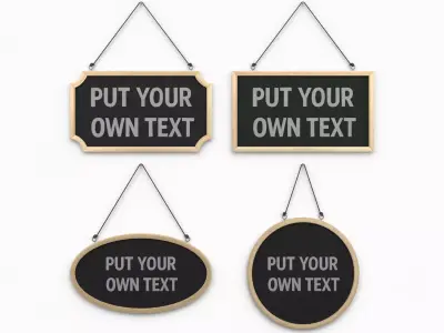 Display Signs - Wooden Wall Message Boards Low-poly 3D model