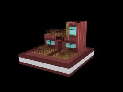 Bars low poly pack 3D model