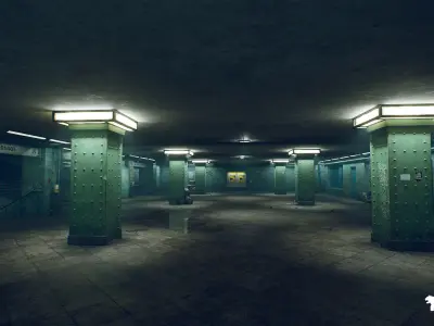 Abandoned Subway Station in Berlin Environment Low-poly 3D model
