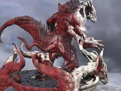 Dark Drake Lizard Statue 2 3D model