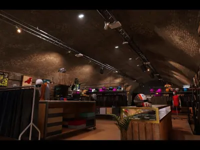 Motorbike Shop Environment Low-poly 3D model