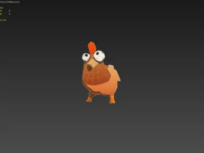   Cartoon chicken with bones Low-poly 3D model