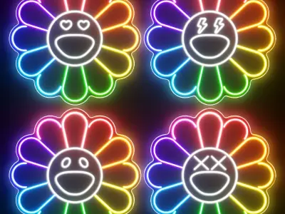 KAWS Sunflower by Takashi Murakami Neon Signs 3D model purchase