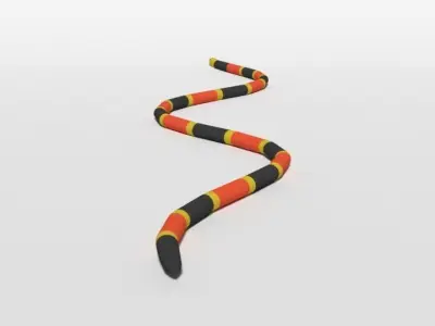 Low Poly Cartoon Coral Snake Low-poly 3D model