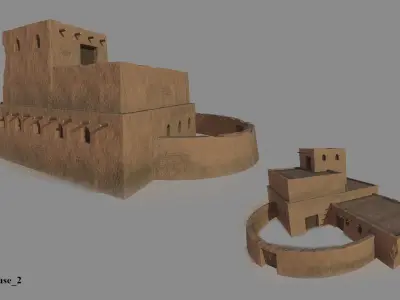 Asian Historical Buildings Low-poly 3D model