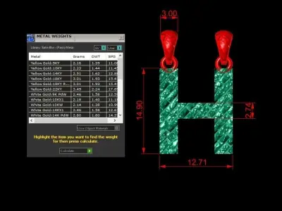 A Letter Alphabet Tiles Texture Pendant 3D Print Model 3D print model purchase
