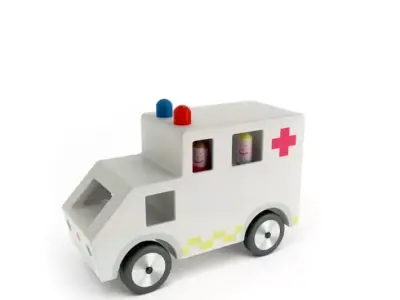 White Ambulance Toy 3D model