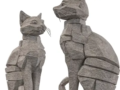 Rocky Cat Statue 3D model