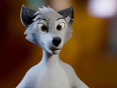 Koda Anthro Wolf Low-poly 3D model