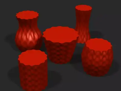 Cups and vases - wavy surface 3D print model