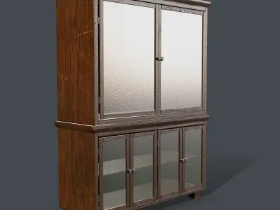 Wood cabinet Low-poly 3D model