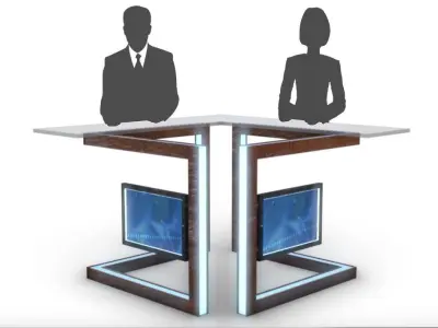 Virtual TV Studio News Desk 3 Free 3D model