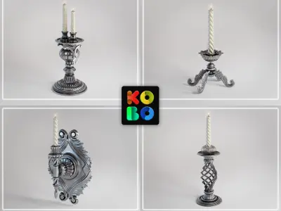 8 Ornamental Candlesticks 4K 3D Model Collection